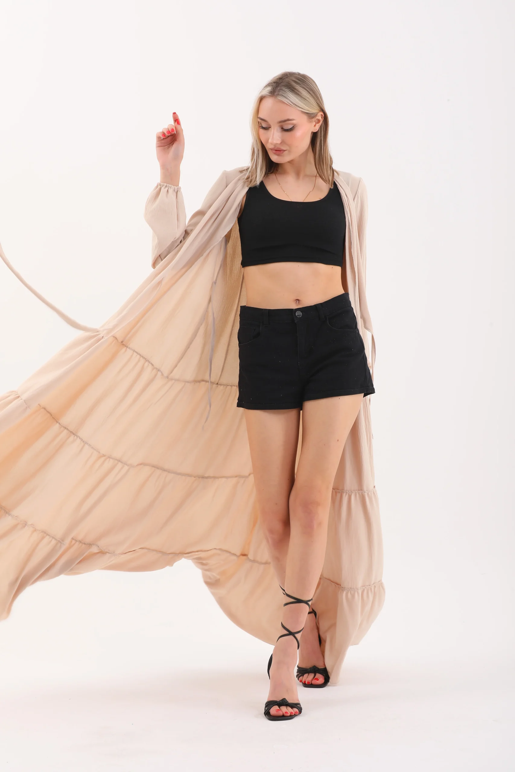 YANDAN BAĞLAMALI KRUVAZE YAKA ELBİSE
