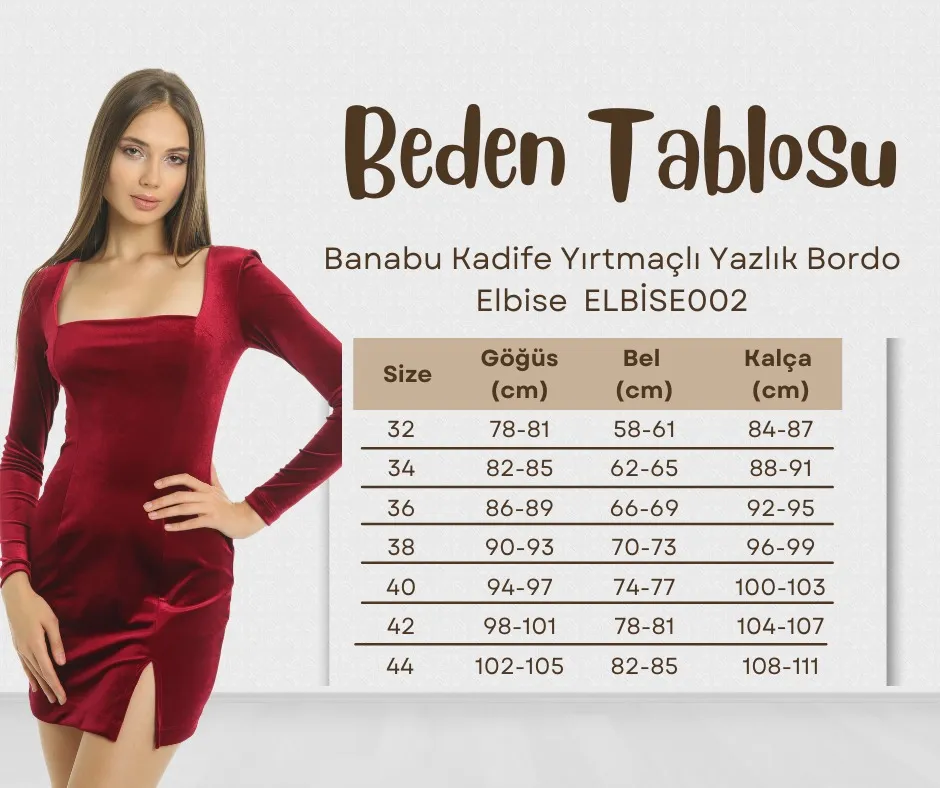 KADIN YIRTMAÇ DETAYLI KADİFE ELBİSE