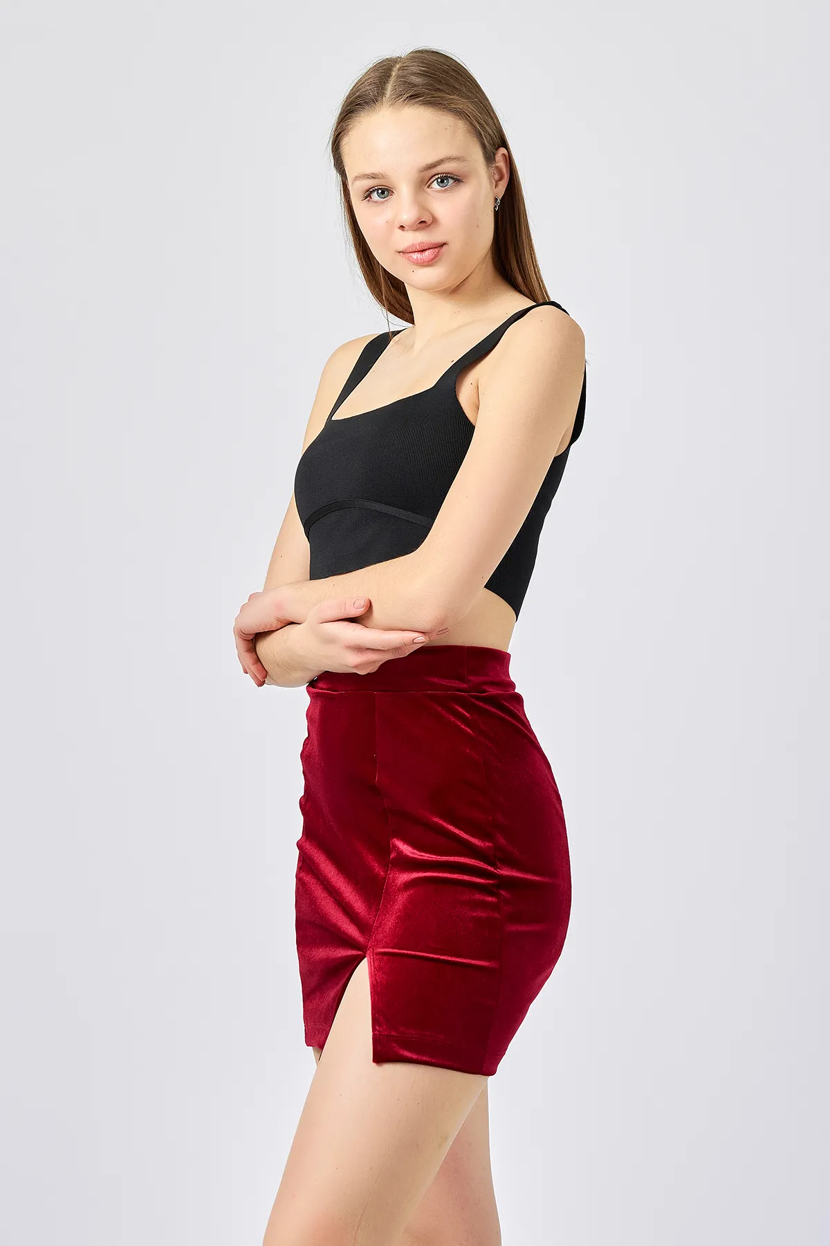 YIRTMAÇLI KADİFE ETEK
