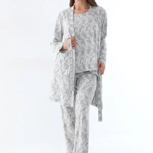 beyaz 3’lü pamuklu pijama takımı
