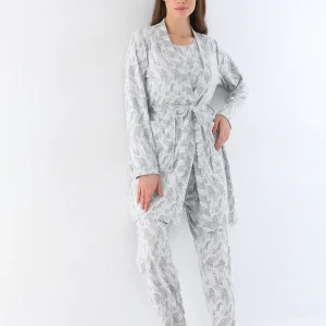 beyaz 3’lü pamuklu pijama takımı