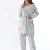 Beyaz 3’lü Pamuklu Pijama Takımı - Beyaz